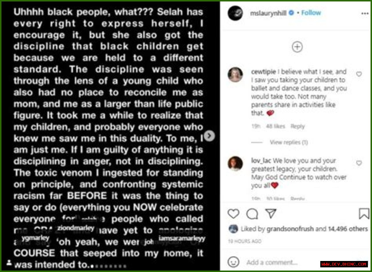 Lauryn Hill Breaks Silence After Her Daughter Selah Marley Says She Was Often Beaten as a Child
